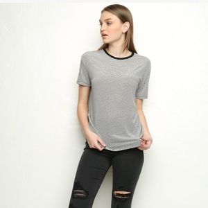 Brandy Melville (Maroon/Dark Blue-Thin Stripe) Tee